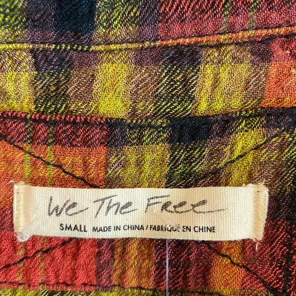 We The Free People Ruffled Up Plaid Shirt Jacket Women S Rust Boho Cowgirl FALL - Picture 5 of 11